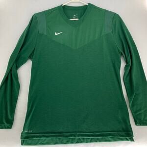 Nike Men's Long Sleeve Jersey Dri-Fit Tee-Shirt Green Size XL